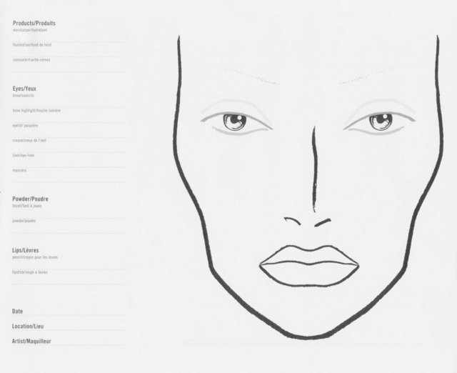 makeup face charts. Topic: Blank Face Charts